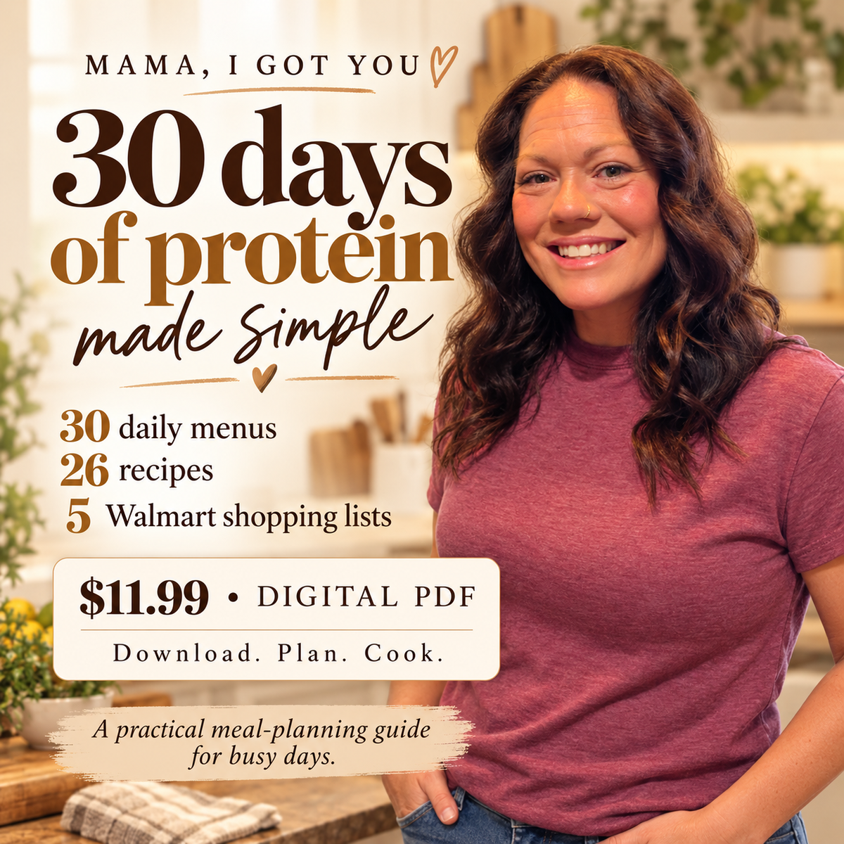 Mama I Got You 30-day high protein meal-plan digital PDF, $11.99